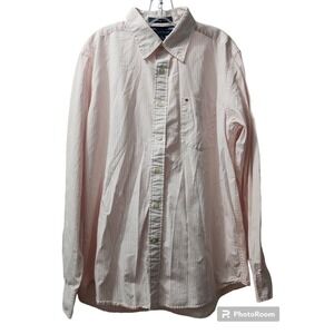 Tommy Hilfiger Striped Button Down Shirt Long Sleeve Casual Pink Size US